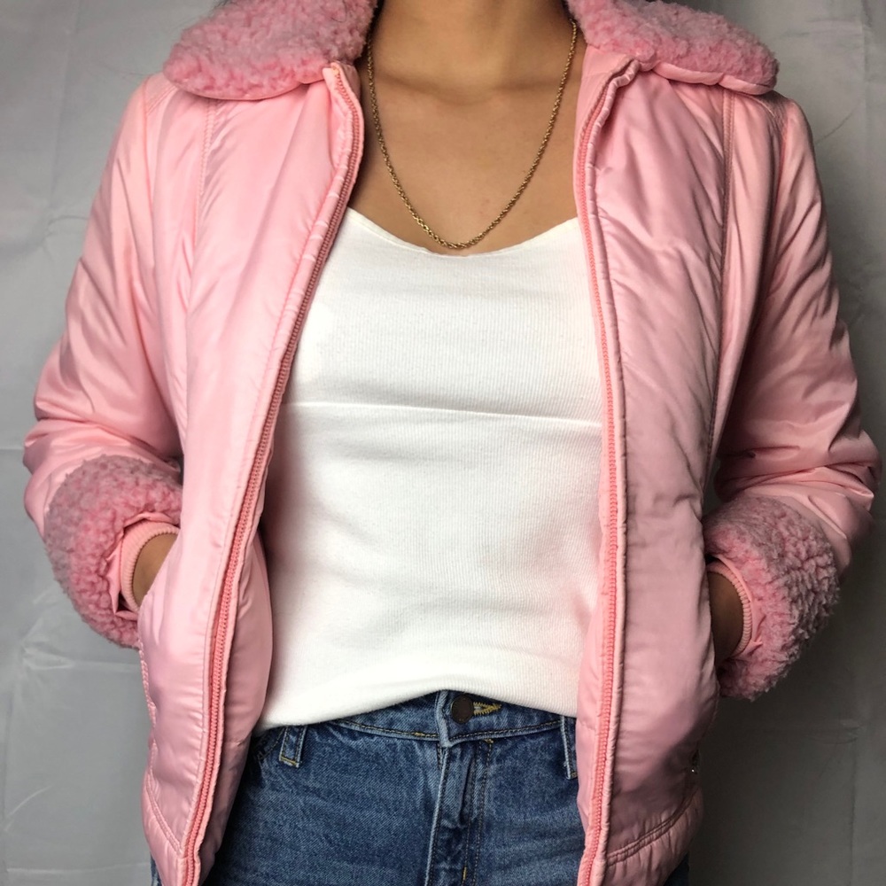 Pink puffer jacket